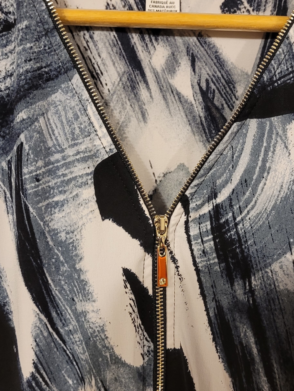 Joseph Ribkoff Black, White & Gray Abstract Zip Tunic - Picture 2 of 4